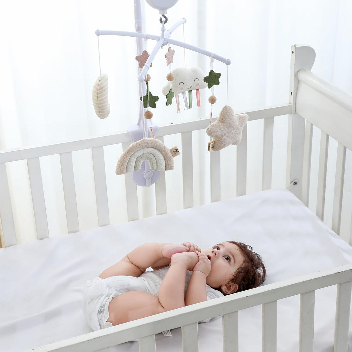 COTTONBEBE Crib Mobile 35 Lullaby Music, Cotton Baby Mobiles for Cribs & Pack N Play, Easy to