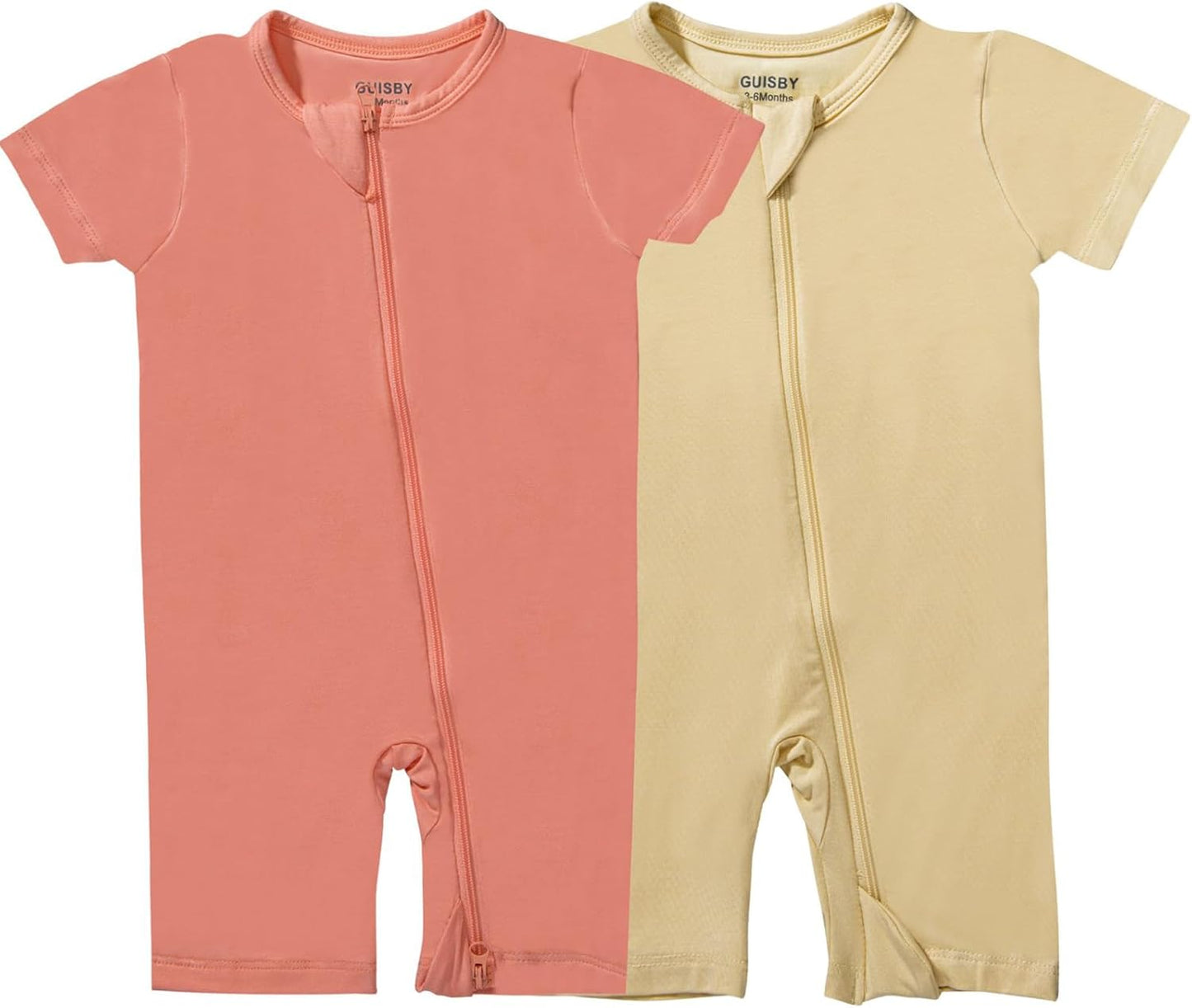 GUISBY Rayon made from bamboo Baby Pajamas Short Sleeve Footless Rompers 2 Way Zipper Sleeper for