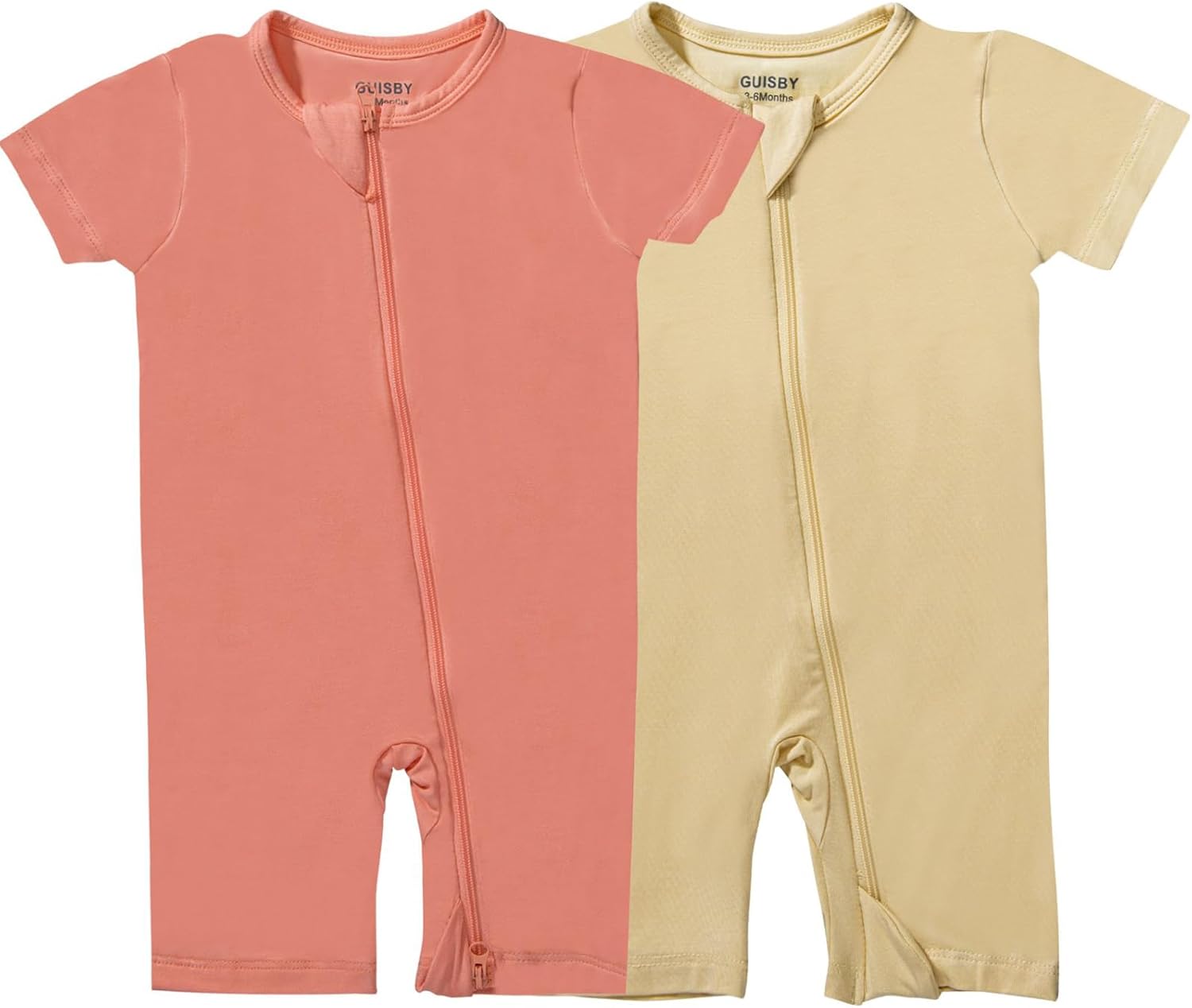 GUISBY Rayon made from bamboo Baby Pajamas Short Sleeve Footless Rompers 2 Way Zipper Sleeper for