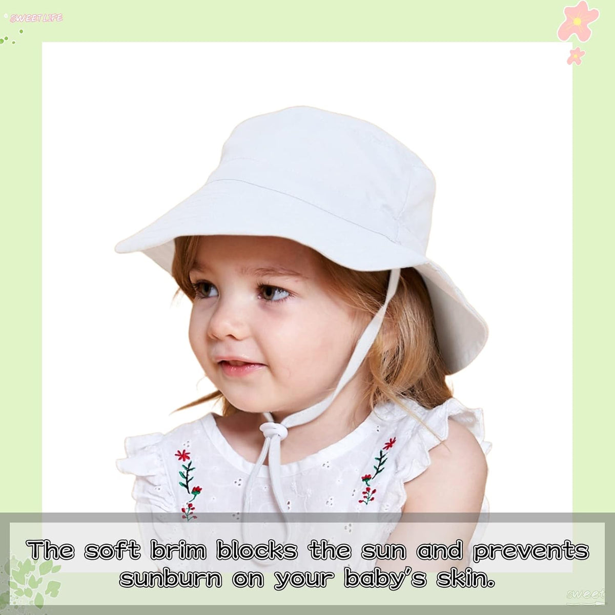 Peecabe Summer Baby Sun Hat for Boys Girls UPF 50+ Wide Brim Toddle Bucket Hat Adjustable Baby