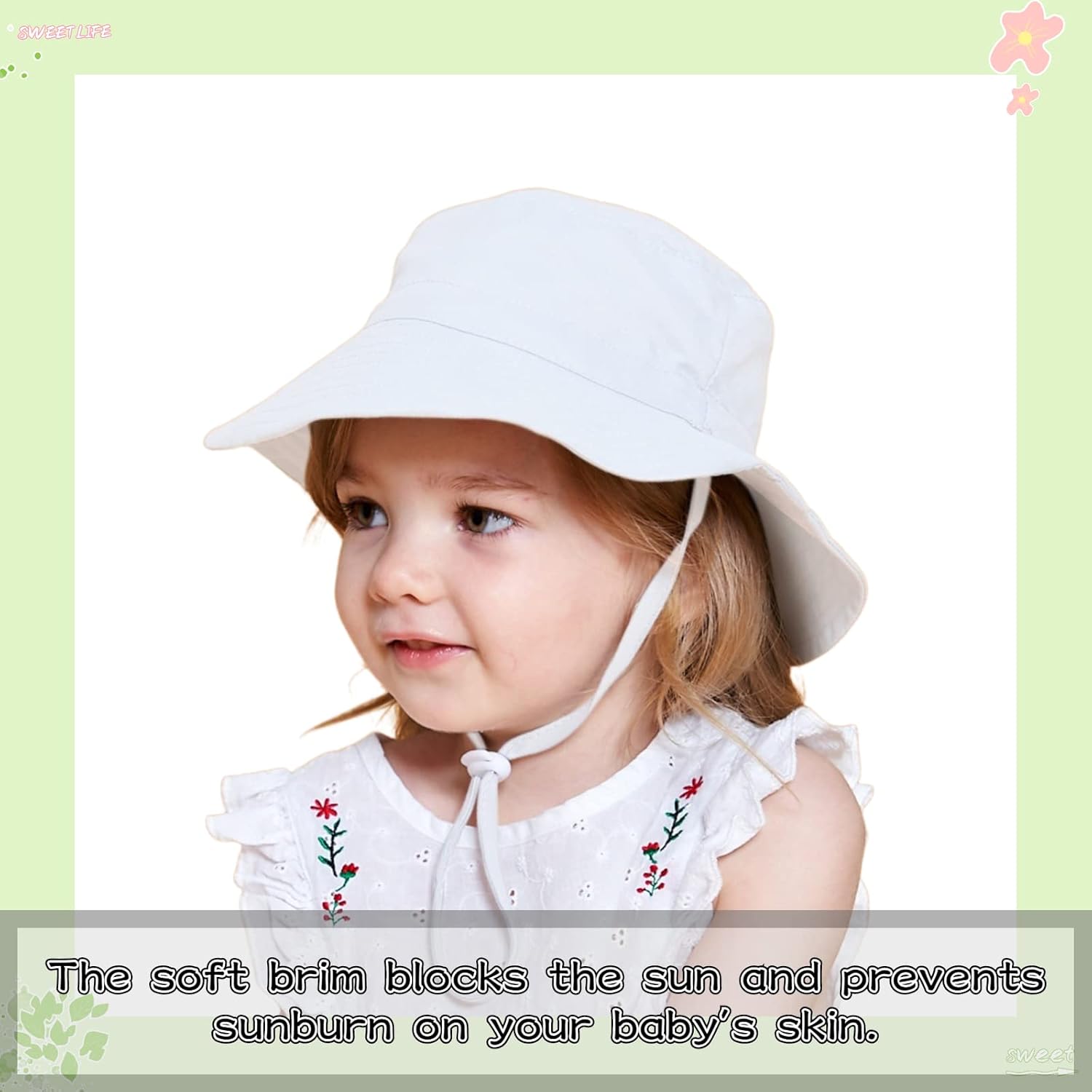 Peecabe Summer Baby Sun Hat for Boys Girls UPF 50+ Wide Brim Toddle Bucket Hat Adjustable Baby