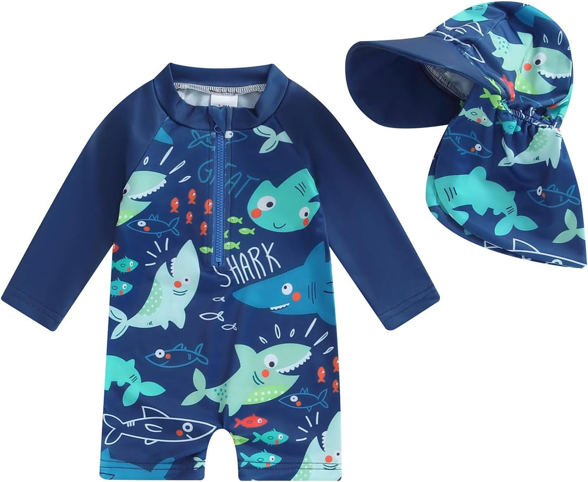 Hnyenmcko Baby/Toddler Boy Rash Guard Swimsuit Long Sleeve One Piece Zipper Swimwear Sunsuit Infant