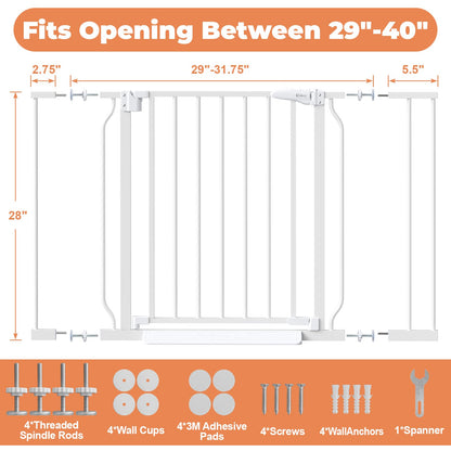 Cideny Baby Gate No Drilling, 29"-40" Dog Gate Indoor for Stairs & Doorways