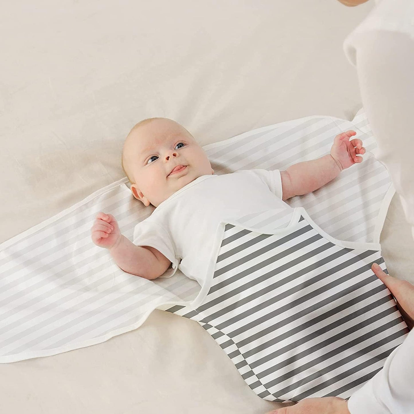 GLLQUEN BABY Swaddle Blankets for Baby Boy Girl, 3-6 Months, Gray Elephant Star & Stripe, 3 Pack
