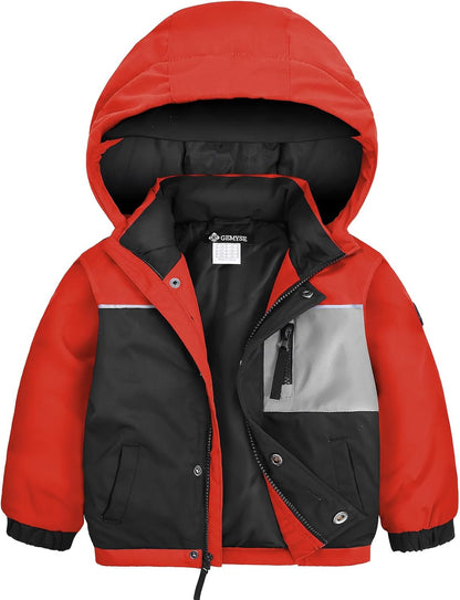 GEMYSE Toddler Boys Winter Coat Waterproof Ski Snow Jacket with Hood Thicken Warm Baby Jacket