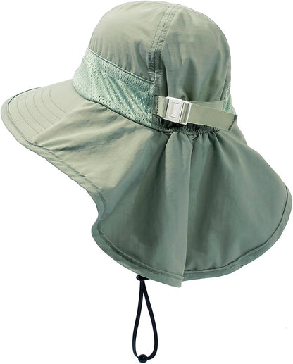 CHUNG Baby Sun Protection Hat Summer Toddler Adjustable UPF 50+ Wide Brim Neck Flap Beach Caps Boys