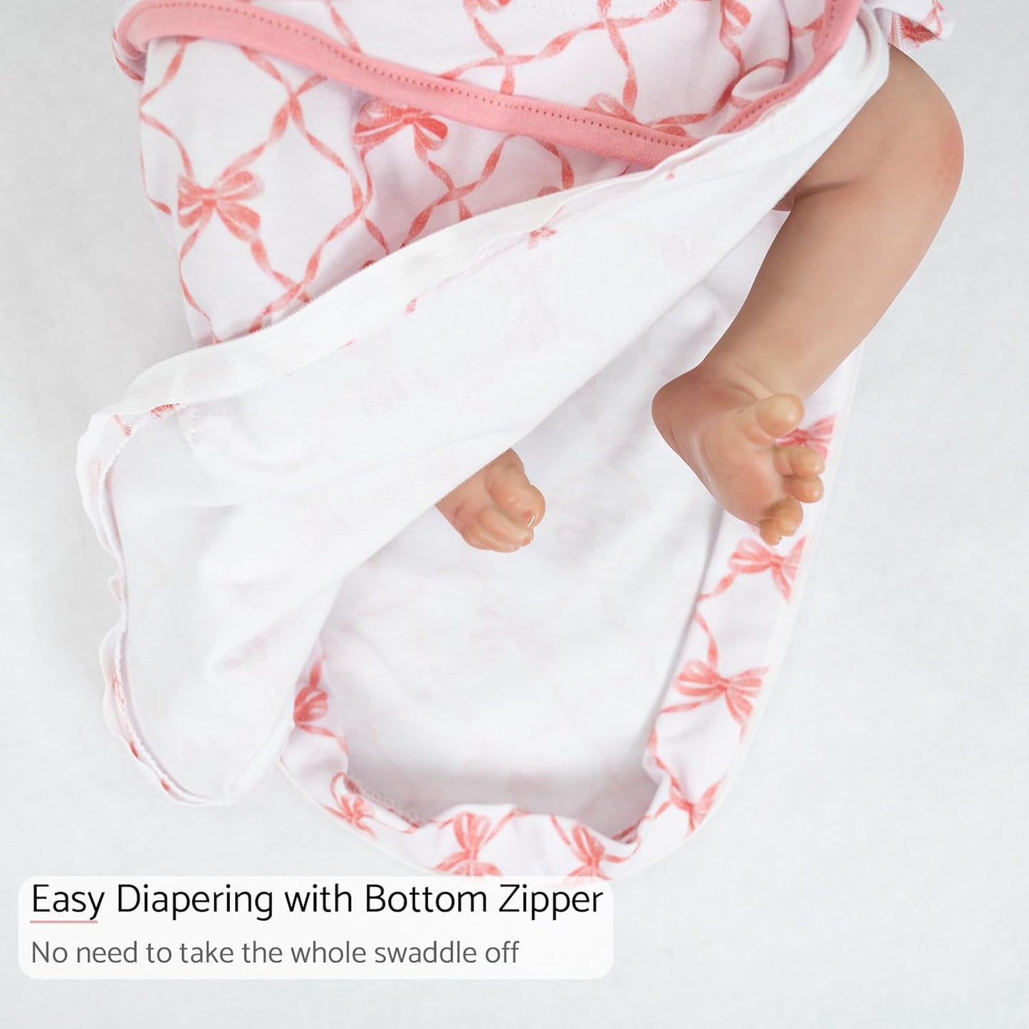 LollyBanks Baby Swaddles 100% Organic Cotton, 3-6 Months Baby Girl Swaddles with Easy Change