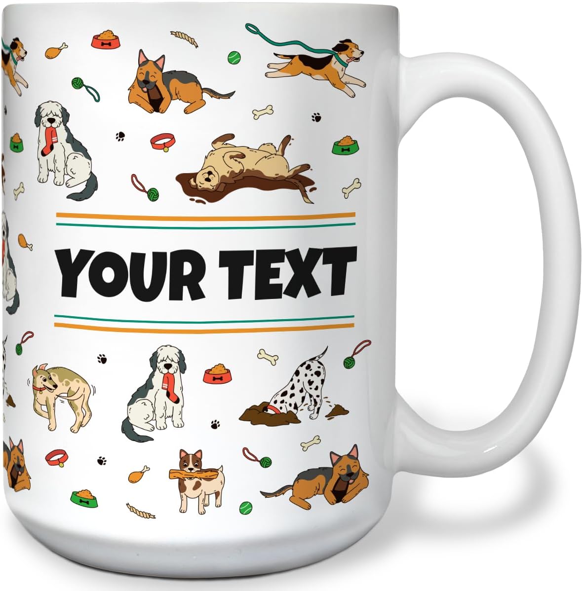Personalized Mug for Kids - Dogs - Custom Name/Text, Ceramic Hot Chocolate/Cocoa/Coffee Cup for