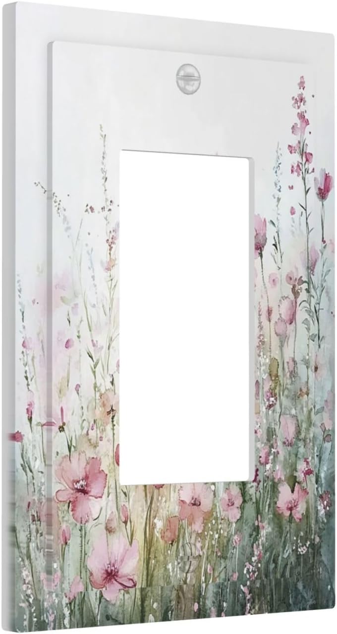 Decorative Outlet Covers Wildflower Botanical Watercolor Floral 1 Gang Single Rocker Light Switch