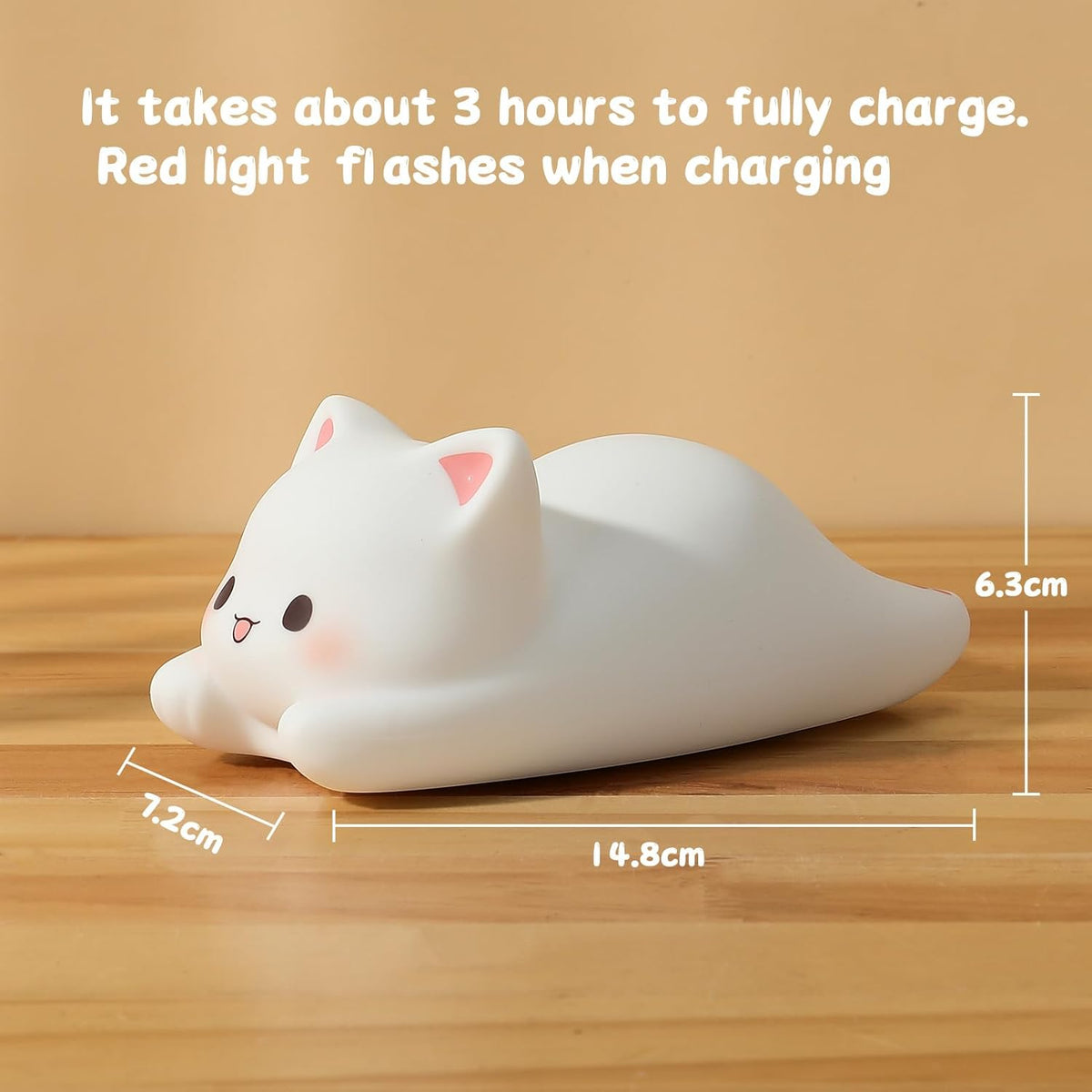 LOVERUIS Cute Night Light for Kids Cat Night-Light Baby Girl Squishy NightLight 1/3 Hour Timer