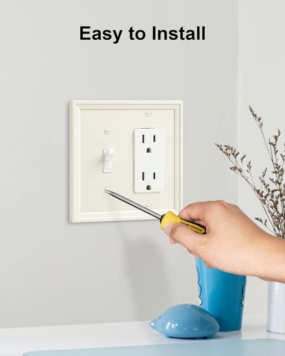 2-Pack Combo Toggle/Decorator Light Switch Cover Plate, Light Almond Modern Decorative Electrical