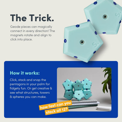 Speks Geode Matte Pentagons Magnetic Fidget Toy for Adults | Quiet Sensory Toy for Stress Relief &