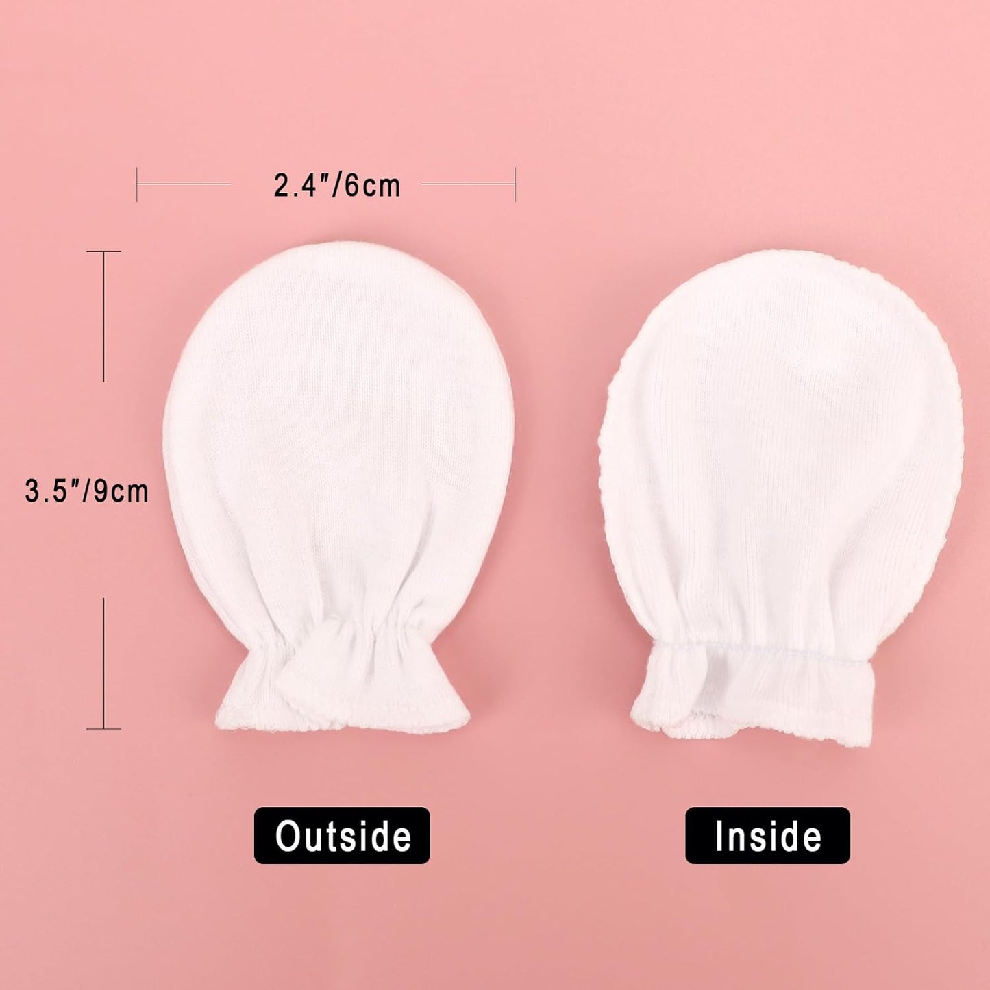 BQUBO Newborn Infant Toddler Mittens No Scratch Cotton Elastic Wrist Gloves Hypoallergenic for 0-6