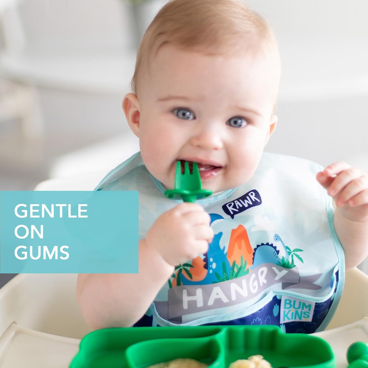 Bumkins Baby Utensils Set, Chewtensils Silicone Spoons for Dipping, Self-Feeding, Baby Led Weaning