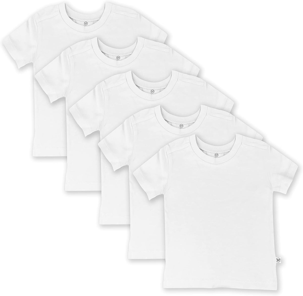 HonestBaby 5-Pack Short Sleeve T-Shirts 100% Organic Cotton Baby, Toddler, Little Kid, Boy, Girl