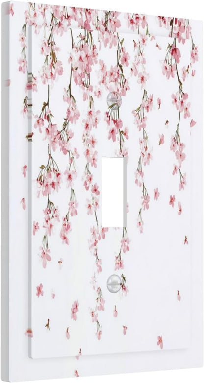Decorative Light Switch Cover Sakura Plant Floral Pink Flowers 1 Gang Single Toggle Device