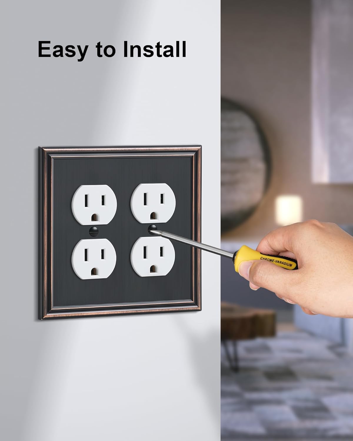 2-Pack Double Duplex Outlet Cover, Aged Bronze Decorative Switch Plates and Outlet Covers for