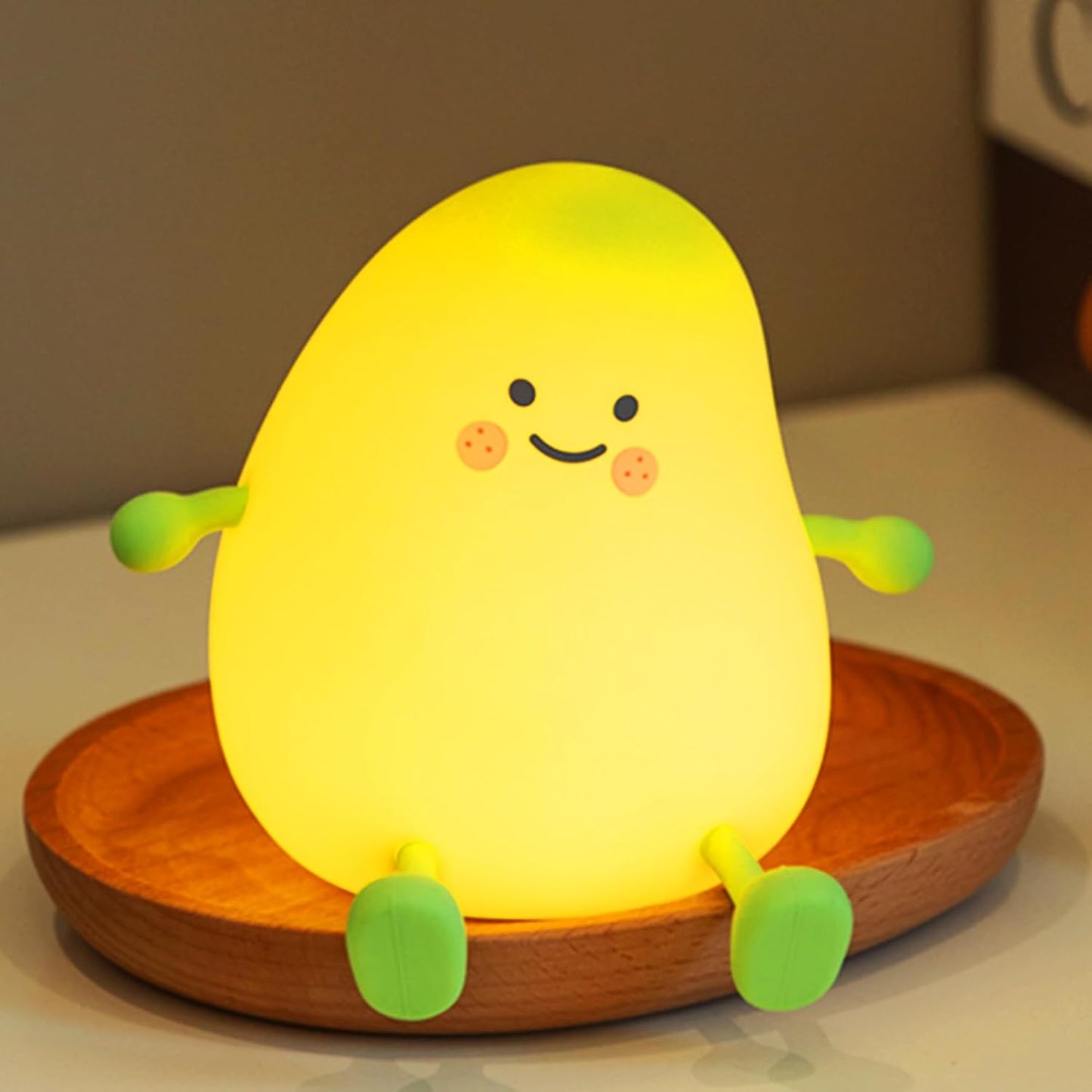 Cute Night Light for Kids, Mango Sleep Lamp Warm Light Bedroom Decor Kids Night Light, Silicone