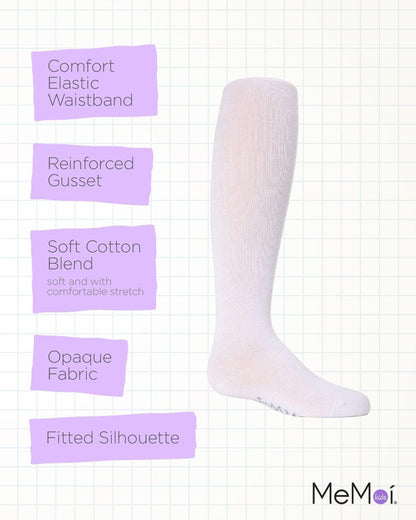 MeMoi Soft Pima Cotton Tights for Girls, Soft and Lightweight Opaque Tights for girls - Sizes 8 to