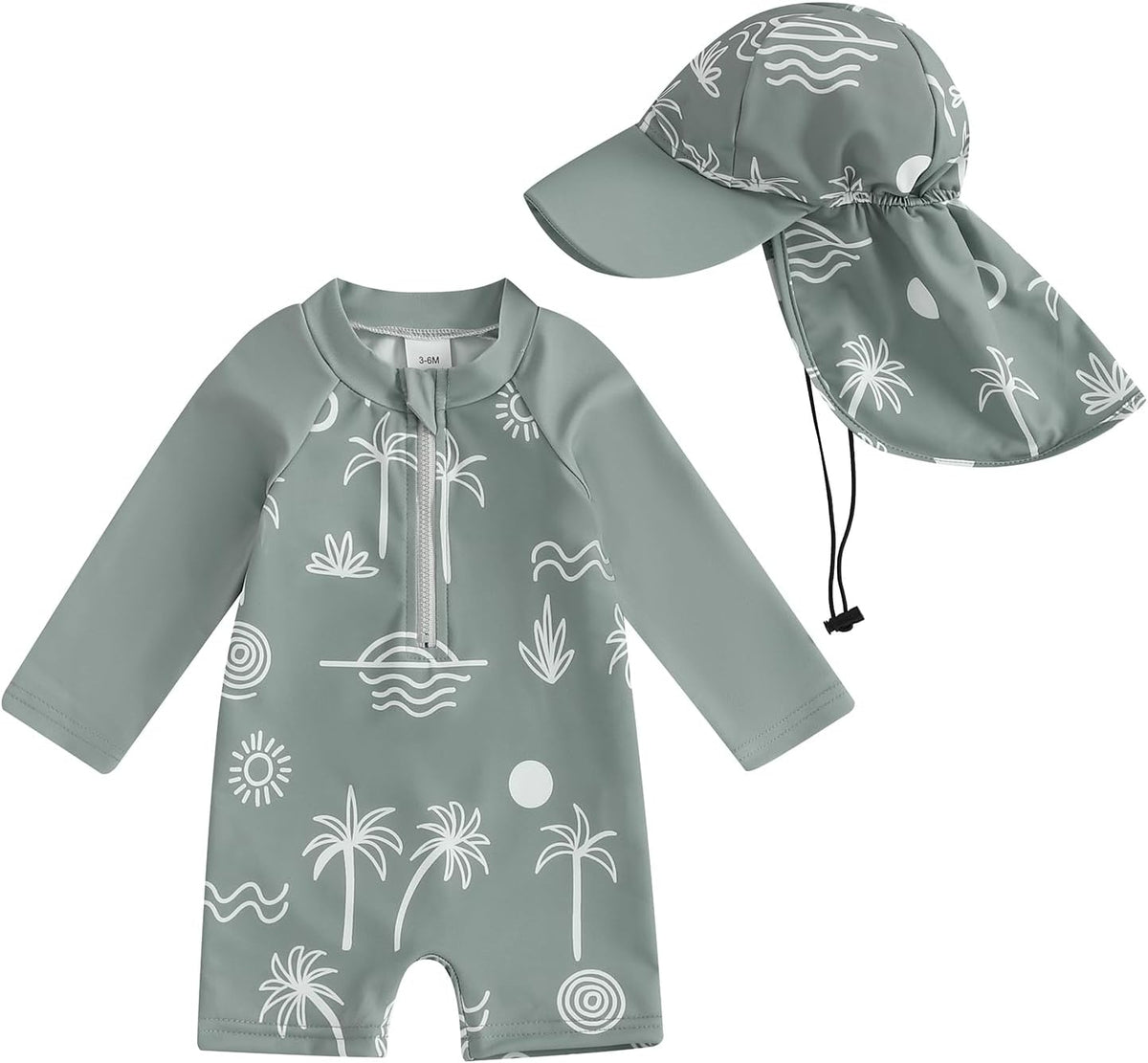 Hnyenmcko Baby/Toddler Boy Rash Guard Swimsuit Long Sleeve One Piece Zipper Swimwear Sunsuit Infant