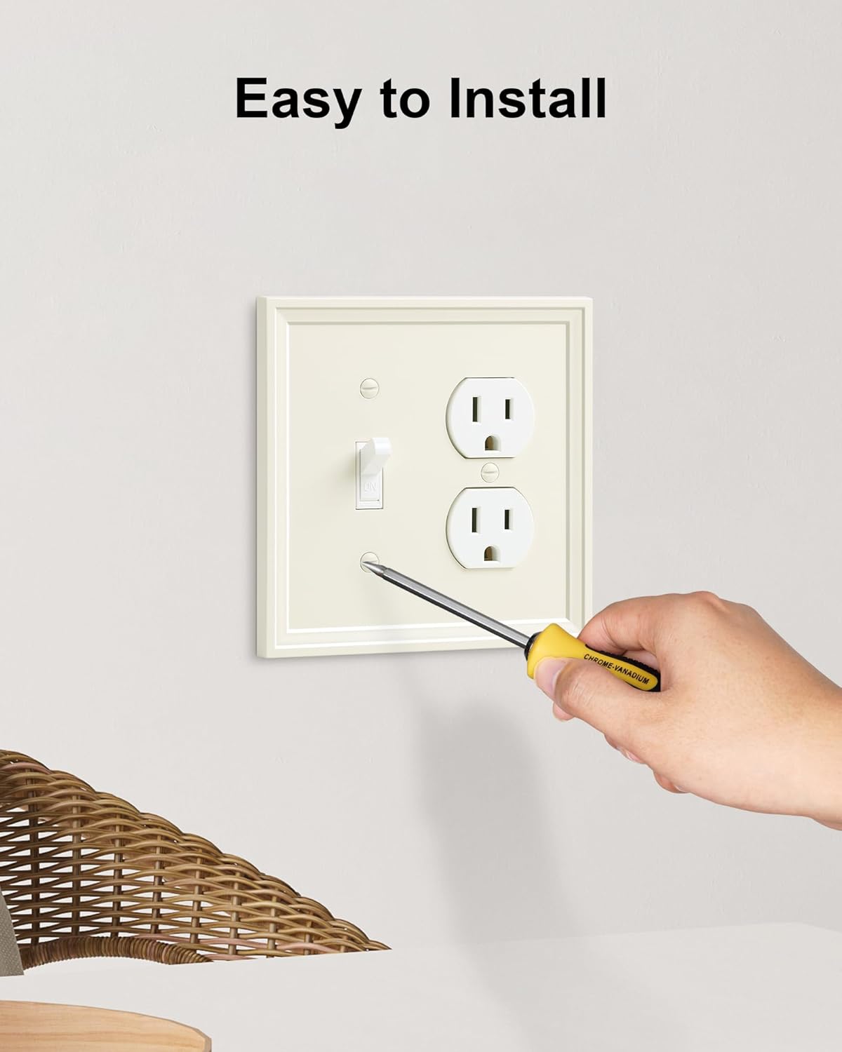 2-Pack Combo Toggle/Duplex Light Switch Cover Plate, Light Almond Wall Outlet Cover Plate, Natural