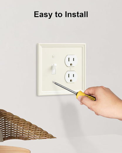 2-Pack Combo Toggle/Duplex Light Switch Cover Plate, Light Almond Wall Outlet Cover Plate, Natural