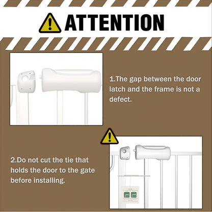 ALLAIBB Extra Wide Baby Gate Pressure Mount with Auto-Close, White Metal Safety Gate for Stairs &