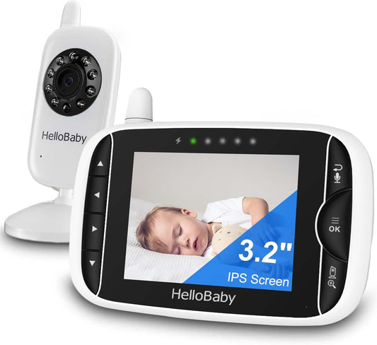 Video Baby Monitor with Camera and Audio, 3.2Inch LCD Display, Infrared Night Vision, Two-Way Audio