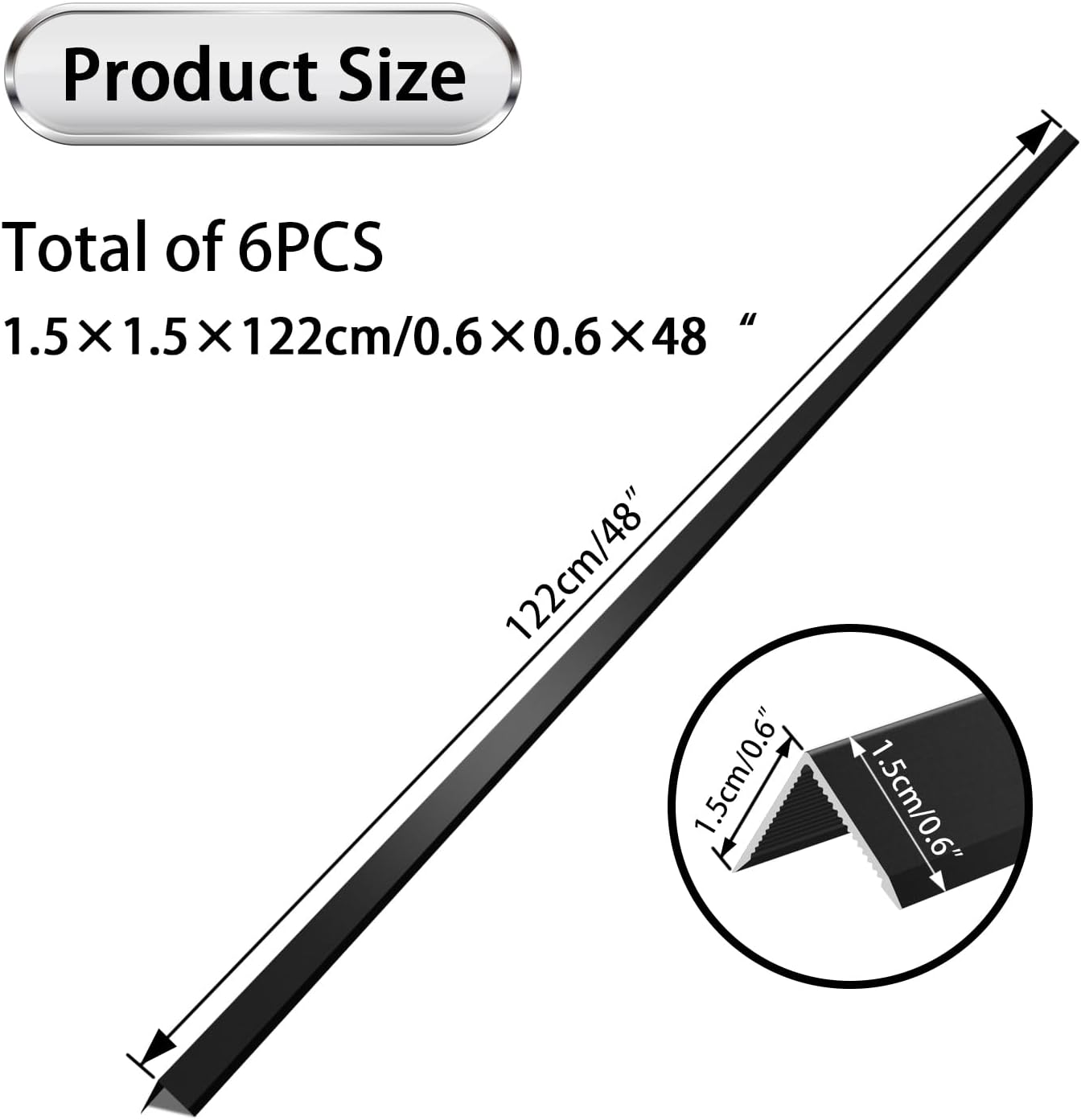 Aluminum Alloy Metal Corner Protector 6PCS Wall Corner Protector 0.6x0.6x48 inches Corner Guards