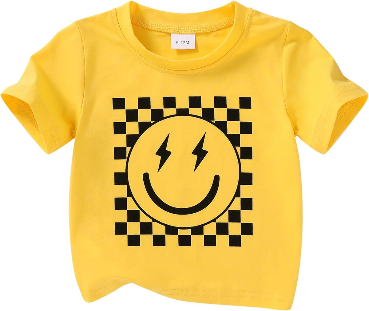 Happy Town Toddler Clothes Baby Boy Girl Smiley Face Shirt Short Sleeve T-Shirt Tee Summer Tops