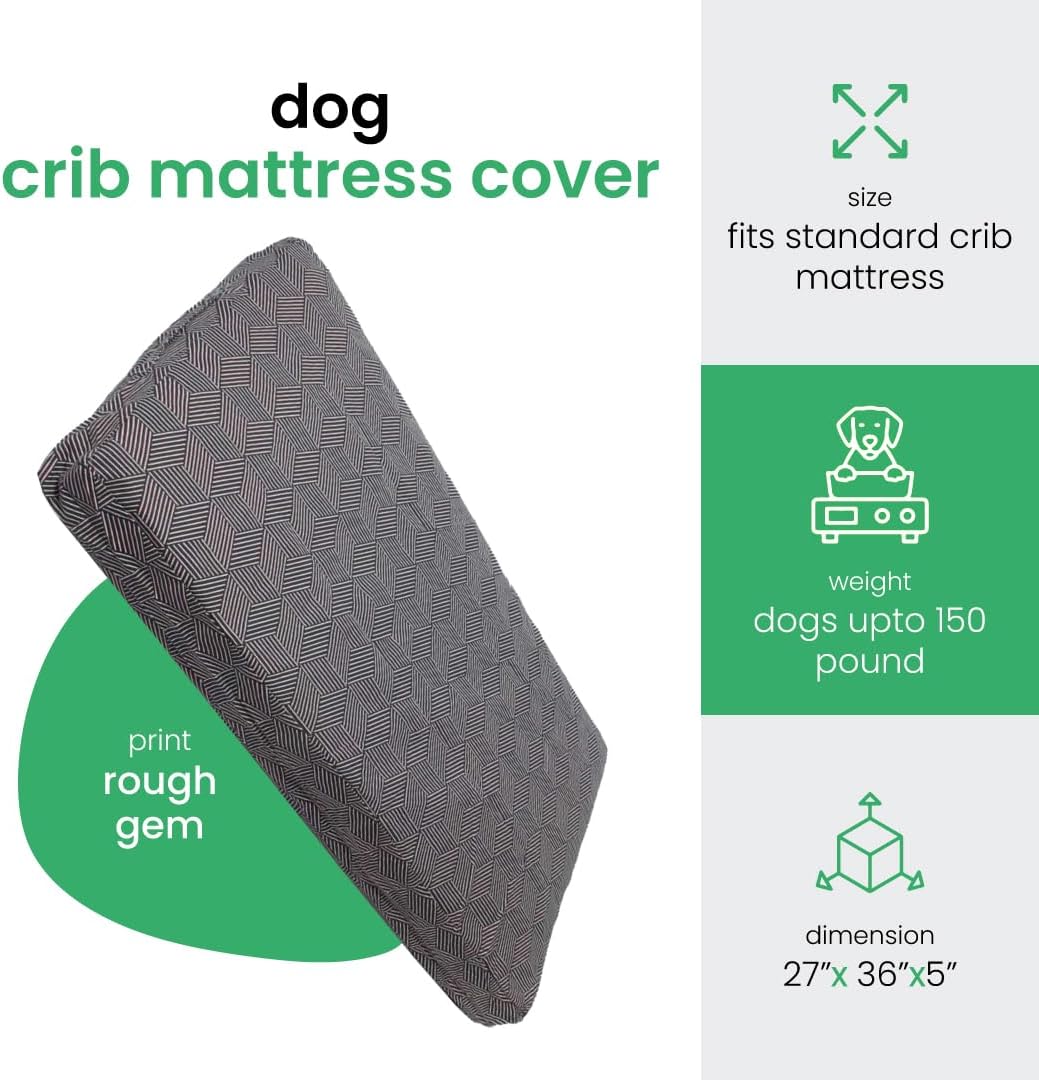 Molly Mutt Large Crib Mattress Cover - Rough Gem Print - Measures 27”x52”x5”- 100% Cotton - Durable