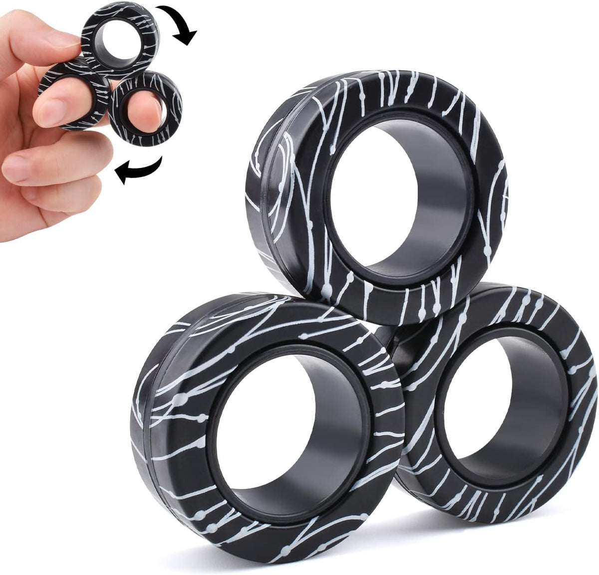 3Pcs Magnetic Rings Fidget Toys for Teens, Adults&Kids|Halloween Toys Gifts for 8 9 10 11+ Year Old