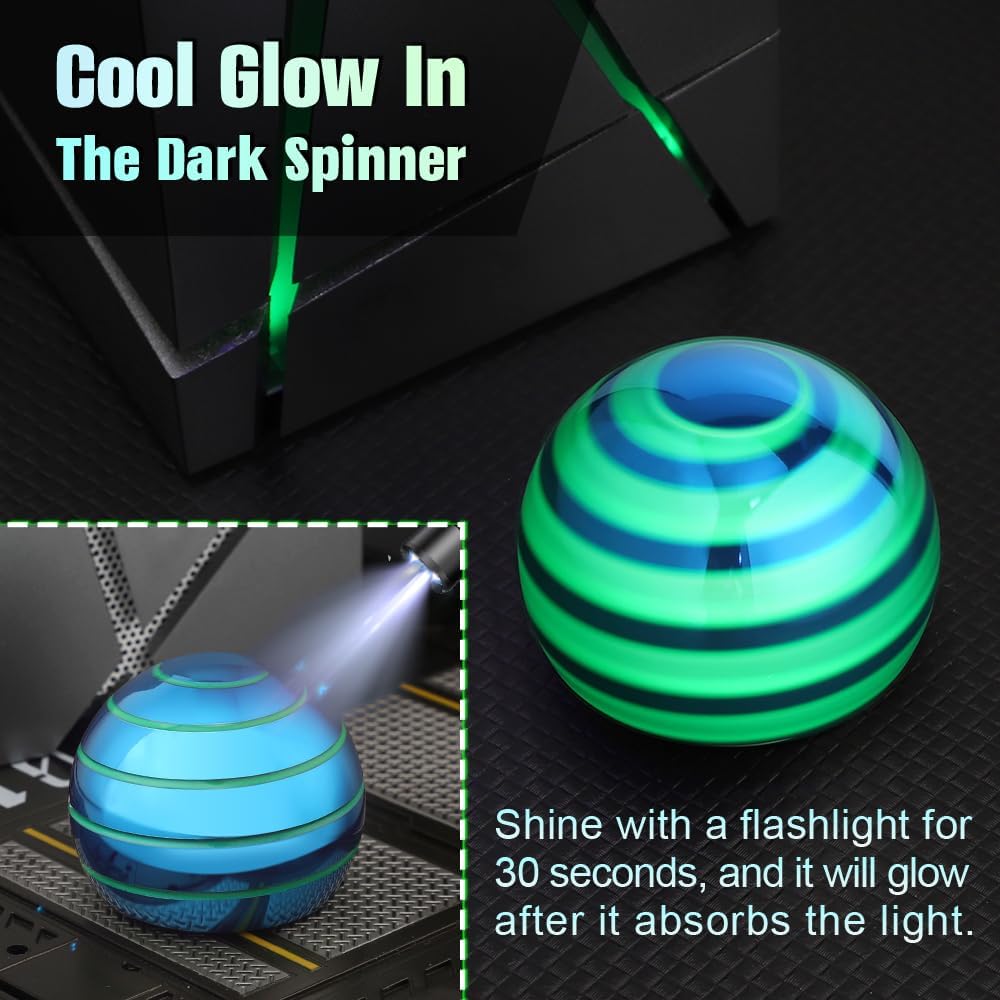 Luminous Desk Spinning Toys for Kids Adults, Metal Optical Illusion Fidget Spinner, Glow in The