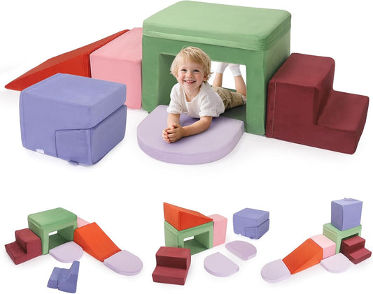 Lischwert Foam Climbing Blocks for Toddlers 1-3, Soft Play Set with Crawling Exploration Toys