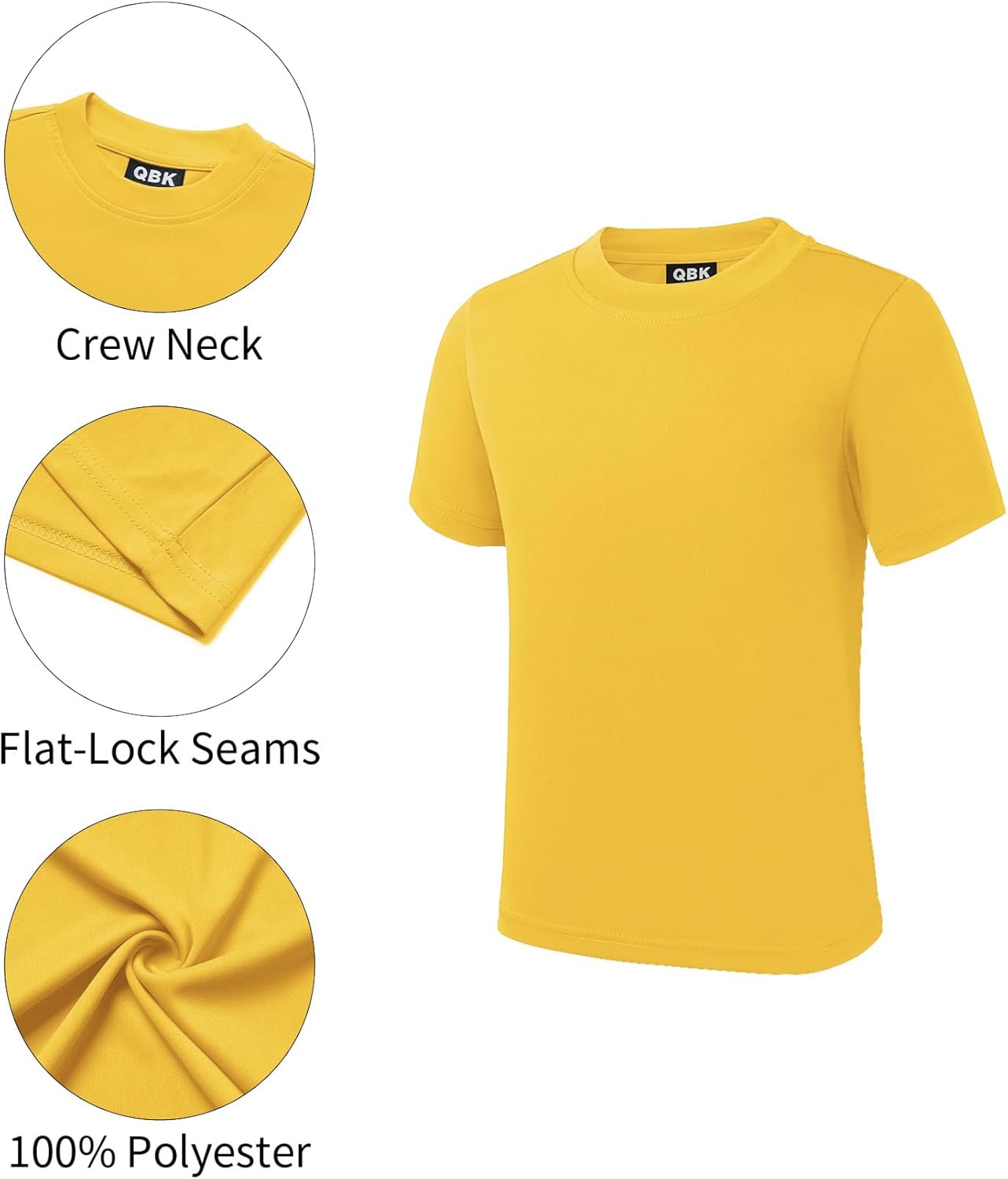 QBK 2T to Youth Neon Shirt Kids UPF 50+ Dry Fit Athletic Short Sleeve Rash Guard T Shirts for Boys