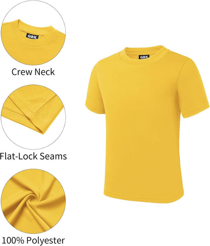 QBK 2T to Youth Neon Shirt Kids UPF 50+ Dry Fit Athletic Short Sleeve Rash Guard T Shirts for Boys