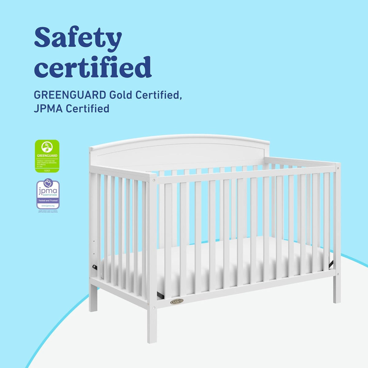 Graco Benton 5-in-1 Convertible Crib (White) – GREENGUARD Gold Certified, Converts from Baby Crib