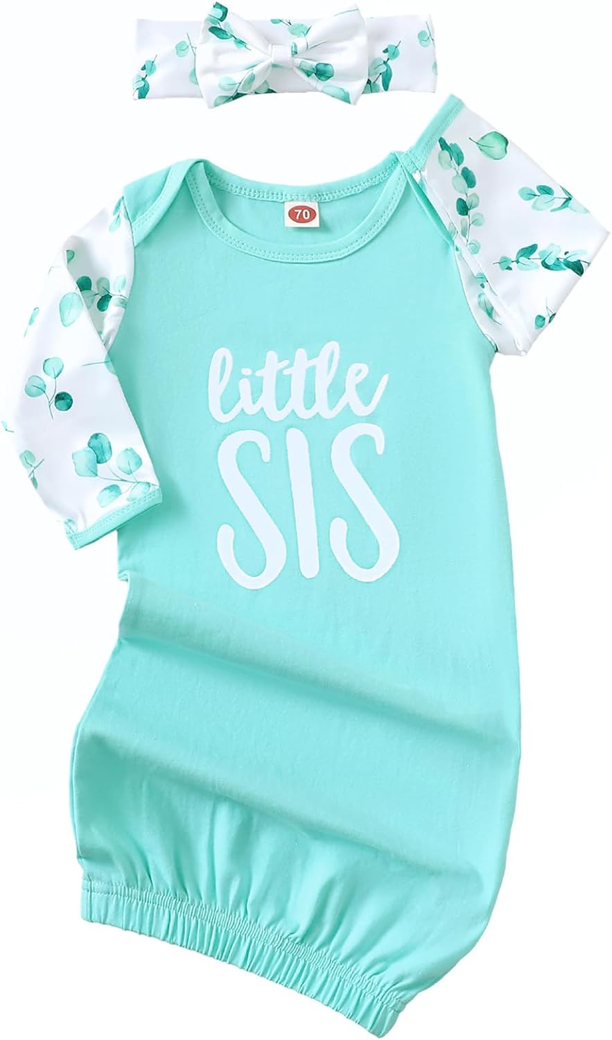 AMAWMW Newborn Baby Girl Little Sister Sleeper Gown Stripe Long Sleeve Nightgown Pajamas Gifts