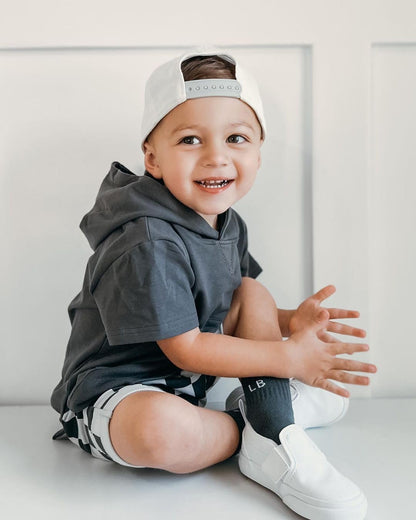 Toddler Baby Boy Summer Hooded Outfit Contrast Color Short Sleeve T Shirt Top Elastic Shorts Summer
