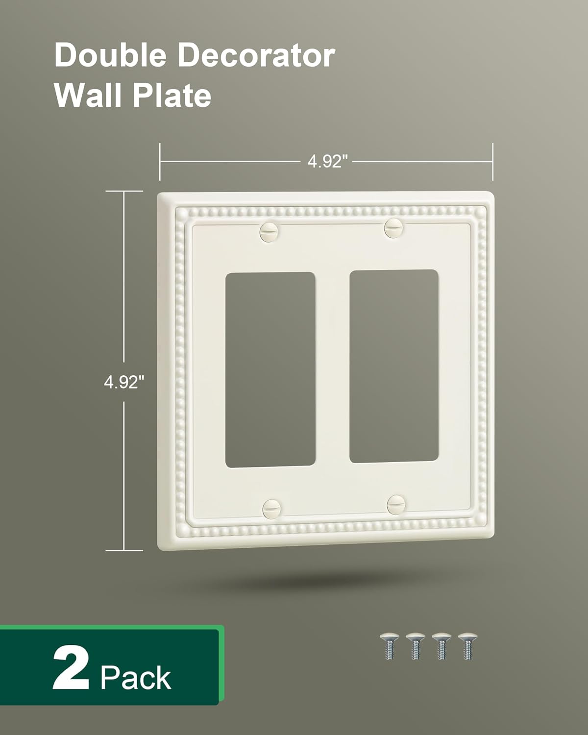 2-Pack Double Decorator Outlet Cover Plate, Light Almond Pearls Decorative Switch Plates Covers