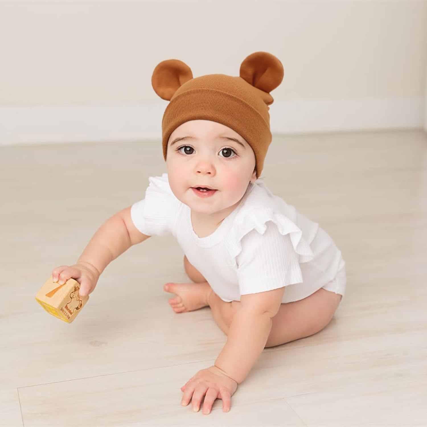 DRESHOW BQUBO 4 Pieces Baby Beanie Newborn Toddler Soft Cute Knit Hat Hospital Hats for Baby Boys