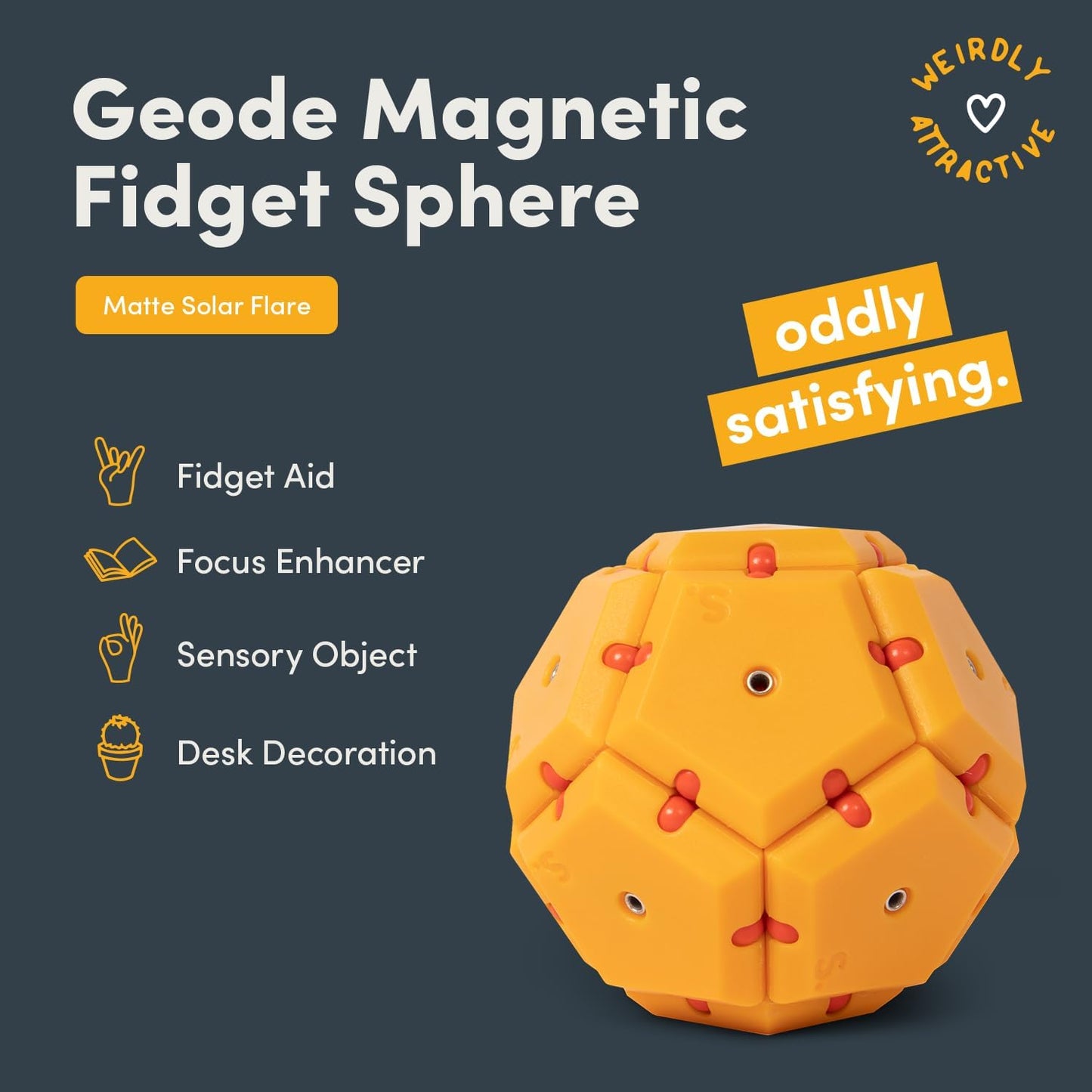 Speks Geode Matte Pentagons Magnetic Fidget Toy for Adults | Quiet Sensory Toy for Stress Relief &