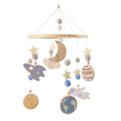 Space Nursery Mobile - Wooden Baby Mobile - Solar System Crib Mobile Astronaut Space Theme Nursery