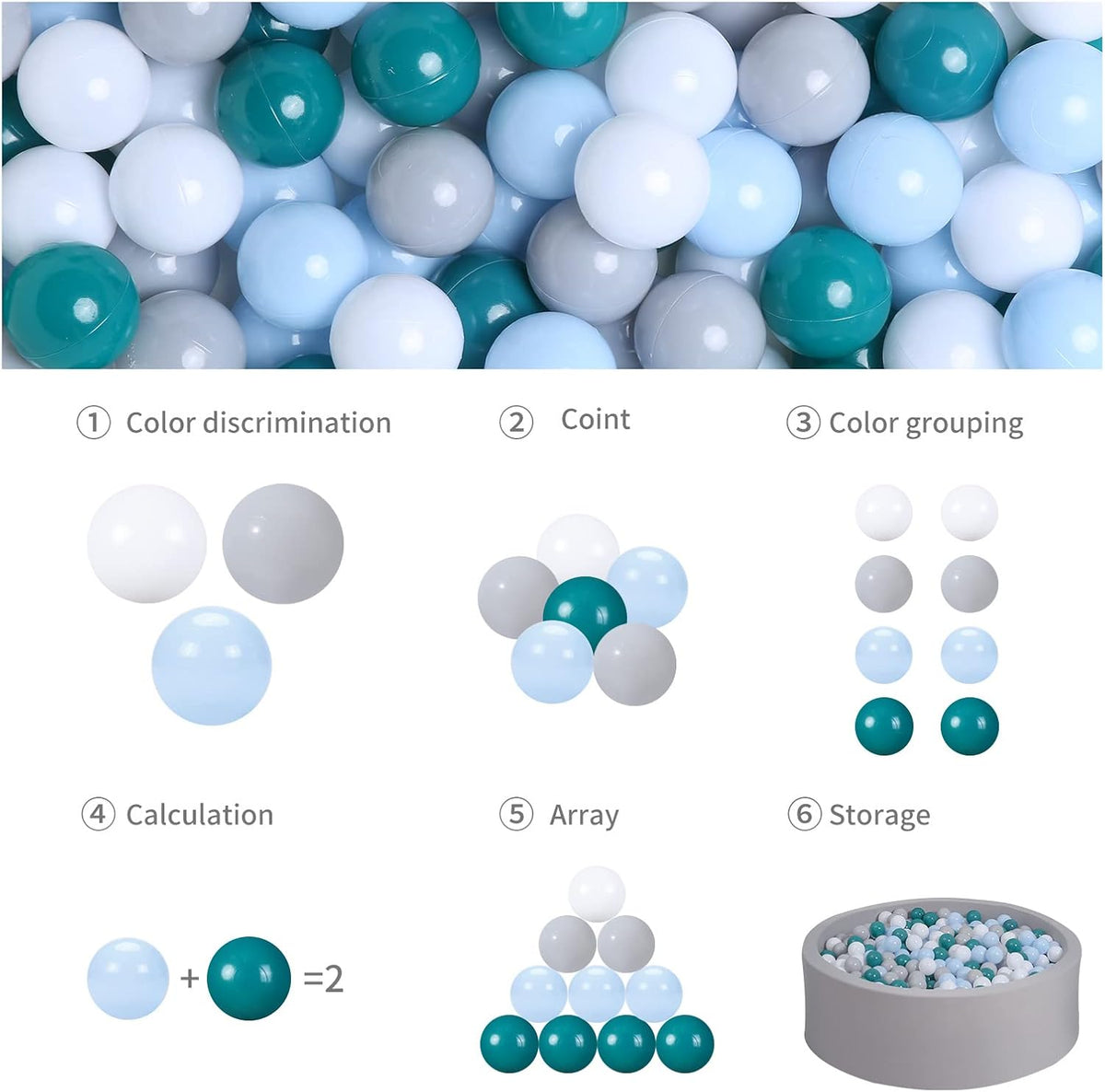 GOGOSO Ball Pits Balls for Toddlers Pack of 50 100 200 Plastics Shape Ball Non-Phthalate Non-BPA