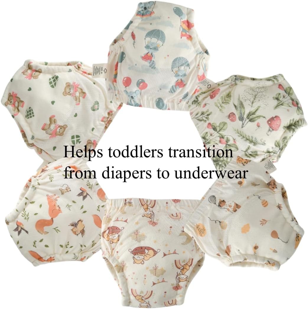 Baby Training Underpants,Soft Cotton Absorbent Potty Training Underwear For Baby Boys And Girls 6