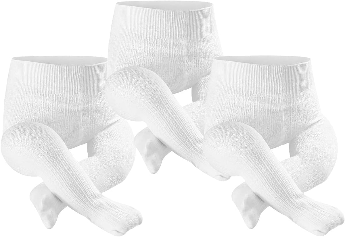 Petrass Baby Girls Cable Knitted Tights Infant Full-Footed Seamless Cotton Tights New-born Girls