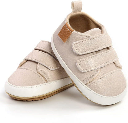 SOFMUO Baby Boys Girls High Top Ankle PU Leather Sneakers Soft Rubber Sole Infant Moccasins Newborn