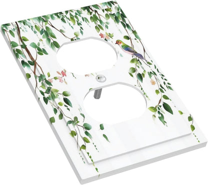 Outlet Covers Green Leaves Bird Eucalyptus Sage Plant 1 Gang Duplex Light Switch Cover Decorative