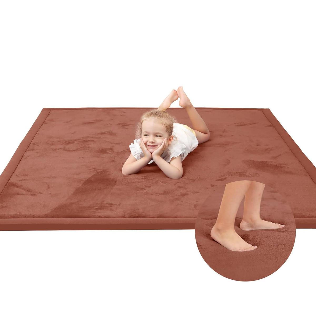 Baby Play Mat for Floor,1.3" Thick Memory foam Tummy Time Mat,Water Repellent Soft Coral Velvet