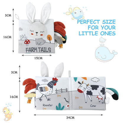 Vicloon Cloth Books, 3D Touch and Feel High Contrast Cloth Book, Baby Books Toys for Baby 0-12